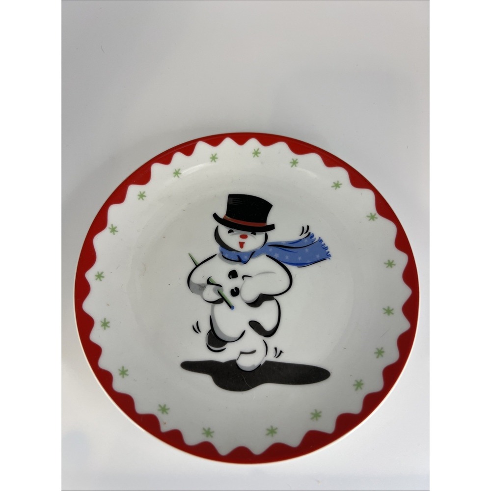 2002 Becky Denny Boston Warehouse Dancing Snowman 6.5" Plate‎ Vintage